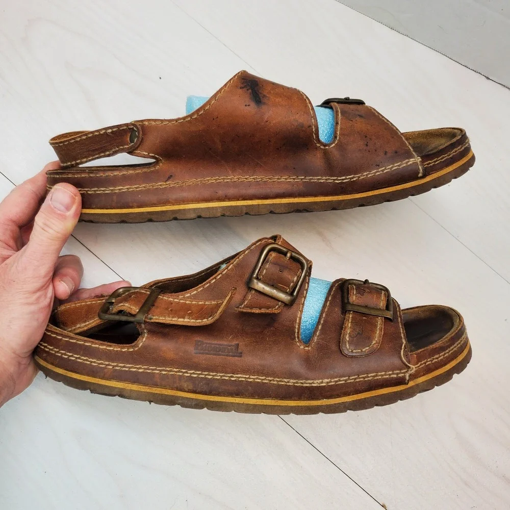 Bjorndal Mens Brown Leather Multi Strap Buckle Sandals Size 13 Rugged Gorpcore